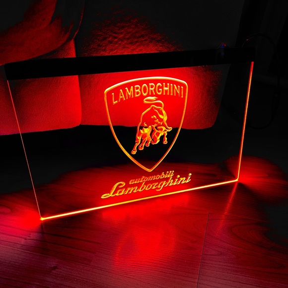 LAMBORGHINI LED NEON RED LIGHT SIGN 8x12 - Picture 2 of 3